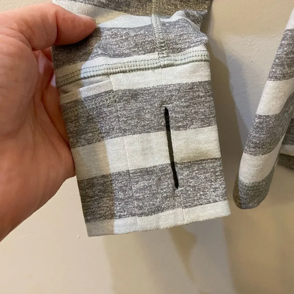 Lululemon Race Your Pace 1/2 Zip Pullover Gray Striped Women Size 6